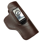 Кобура ВОЛМАС для Glock 17 скрытого ношения на скобе кожаная коичневая - изображение 6