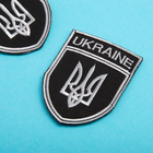 Шеврон нашивка на липучці налевий Тризуб України UKRAINE, вишитий патч 7х9 см - зображення 5