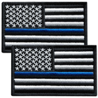 Набор шевронов 2 шт с липучкой Флаг Полиции США, вышитый патч 5х8 см (800029877) TM IDEIA - изображение 1