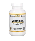 Вітамін D3, 50 мг (2000 МО) California Gold Nutrition, 360 капсул
