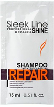 Шампунь Stapiz Sleek Line Repair Shampoo з шовком для пошкодженого волосся 15 мл (5904277710424) - зображення 1