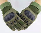 Универсальные тактические полнопалые перчатки с защитой косточек на флисе оливковые 800100-XL - изображение 8