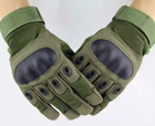 Універсальні тактичні захисні повнопалі рукавички із захистом кісточок олива 8001-XL - зображення 1