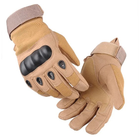 Універсальні тактичні захисні повнопалі рукавички із захистом кісточок койот 8002-М - зображення 1