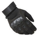 Универсальные тактические полнопалые перчатки с защитой косточек черные 8000-М - изображение 3