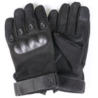 Универсальные тактические полнопалые перчатки с защитой косточек черные 8000-М - изображение 5