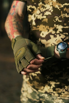 Рукавиці тактичні безпалі Pentagon Duty Mechanic 1/2 Gloves Olive Green S - зображення 4