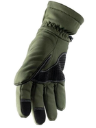 Водоотталкивающие ветрозащитные зимние Softshell тактические на флисе перчатки Олива 9002-XL - изображение 5