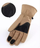 Водоотталкивающие ветрозащитные зимние Softshell тактические на флисе перчатки Койот 9003-М - изображение 8