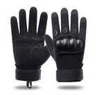 Універсальні тактичні захисні повнопалі рукавички із захистом кісточок чорні 8000-L - зображення 1