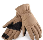 Водовідштовхувальні вітрозахисні зимові Softshell тактичні на флісі рукавички Койот 9003-L - зображення 6
