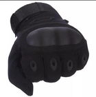 Універсальні тактичні захисні повнопалі рукавички із захистом кісточок чорні 8000-М - зображення 7
