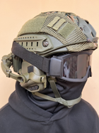 Шлем FAST USA NIJ IIIA М-L Олива, тактические очки, EARMOR M31 Активные шумоподавляющие стрелковые наушники, крепления, кавер - изображение 1