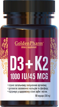 Витамин D3 + K2 Голден-фарм 350 мг 90 капсул (4820183471321)
