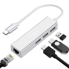 USB Type-C Хаб |адаптер на 3 порти USB 3,0 для ноутбука Addap MH-05, з інтернет підключенням Ethernet RJ-45 1000 Мбіт/с (7770)