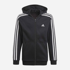 Młodzieżowa bluza rozpinana z kapturem dla chłopca Adidas B 3S Fz Hd GQ8900 152 cm Czarna (4064036088377)
