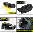 Тактичні окуляри DEMEYSIS військові вітрозахисні 3 лінзи Black - зображення 3