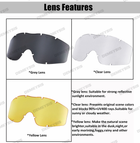 Тактические очки DEMEYSIS военные ветрозащитные 3 линзы Black - изображение 9