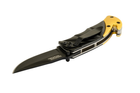 Нож складной MASTERTOOL "BULAT" 150х29х17 мм черное нержавеющее лезвие алюминиевая рукоятка стропорез MASN-2472 - изображение 3