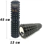 Масажний ролик-валик для МФР та йоги EasyFit Grid Roller 45 см v.2.2 ролер-масажер для спини, ніг, рук та шиї EF-2028-BK Чорний (56001822)