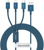 Kabel Baseus Superior Series Fast Charging Data Cable USB to M+L+C 3.5 A 1.5 m Blue (CAMLTYS-03) - obraz 1