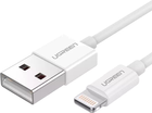 Kabel Ugreen US155 USB Type-A 2.0 - Lightning MFI 1 m Nickel Plated White (6957303827282) - obraz 1