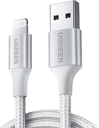 Кабель Ugreen US199 USB 2.0 to Lightning 2.4 А 2 м в обплетенні Silver (6957303861637) - зображення 1