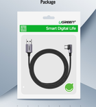 Kabel Ugreen US284 USB 2.0 to Angled USB Type-C Cable Aluminum Shell with Braided 3 A 3 m Black (6957303872558) - obraz 4