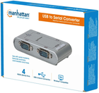 Адаптер Manhattan 4 x USB Type-A - 4 x COM/RS232/DB9 Silver (766623151047) - зображення 2