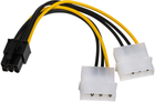 Kabel adapter Akyga 2 x Molex - PCI-Express M/M 0.15 m Black (5901720131355) - obraz 1