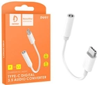 Kabel adapter Denmen USB Type-C - mini Jack 3.5 mm 0.2 m White (6973224872903) - obraz 1