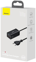 Мережевий зарядний пристрій Baseus GaN3 Pro Desktop Fast Charger 100 Вт 2 x USB/2 x USB Type C QC 4.0 +PD (CCGP000101) - зображення 5