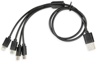 Kabel iBOX USB Type-A - 2 x micro-USB + Lightning + USB Type-C M/M 0.6 m Black (5901443053743) - obraz 1