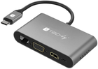 Kabel adapter Techly USB Gen3.2 Type-C - HDMI+VGA+RJ45+USB Type-C+USB Type-A+ microSD 0.15 m Black (8051128106169) - obraz 1