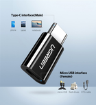 Adapter Ugreen US157 USB Type-C to microUSB OTG Adapter Black (6957303833917) - obraz 3