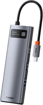 USB Hub Baseus CAHUB-CV0G Metal Gleam Series 8-in-1 Multifunctional Type-C Gray (CAHUB-CV0G) - obraz 4