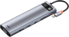 USB-хаб Baseus CAHUB-CT0G Metal Gleam Series 11-in-1 Multifunctional Type-C Gray (CAHUB-CT0G) - зображення 4