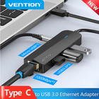 Hub Vention USB 3.1 Type-C - 3 x USB 3.0 + MicroUSB + RJ-45 100 m Ethernet Black (6922794751989) - obraz 5