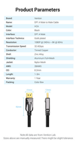 Kabel Vention DisplayPort v1.4 3 m Black (6922794743991) - obraz 2