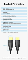 Кабель Vention DisplayPort v1.4 5 м Black, 8K 60 Гц, 4K 144 Гц, 2K 165 Гц, 1080P 240 Гц (6922794753969) - зображення 4
