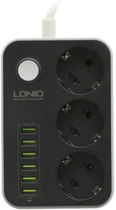 Мережевий фільтр-подовжувач LDNIO SE3631 3 розетки / 6 USB 1.6 м Black / White (6933138636312) - зображення 1
