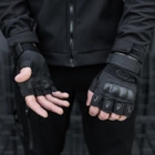 Тактичні Військові Рукавички Без Пальців Для Військових з накладками Чорні Tactical Gloves PRO Black L Безпалі Армійські Штурмові - зображення 5