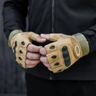 Тактичні Військові Рукавички Без Пальців Для Військових з накладками Койот Tactical Gloves PRO Coyot M Безпалі Армійські Штурмові - зображення 3