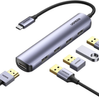 USB-хаб Ugreen CM417 USB Type-C to 4xUSB 3.0+HDMI Adapter Space Gray (6957303821976) - зображення 1