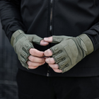 Тактические Военные Перчатки Без Пальцев Для Военных Хаки Tactical Gloves PRO Olive XL Беспалые Армейские Штурмовые - изображение 5