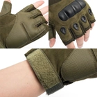 Тактичні Військові Рукавички Без Пальців Для Військових з накладками Олива Tactical Gloves PRO Olive M Безпалі Армійські Штурмові - зображення 4