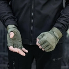Тактичні Військові Рукавички Без Пальців Для Військових Хакі Tactical Gloves PRO Olive M Безпалі Армійські Штурмові - зображення 7