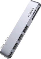 USB концентратор UGREEN USB C хаб для MacBook MicroSD, USB тип C, SDXC, USB 3.0 Silver (CM251)