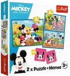 Пазли Trefl 2 в 1 + мемос - Міккі Маус. Зустрічайте героїв Діснея / Disney Mickey and friends, 30, 48 елементів (93344)