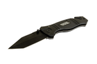 Нож складной MASTERTOOL "ELMAX" 207х37х16 мм черное нержавеющее лезвие алюминиевая рукоятка стропорез AMS1264 - изображение 2